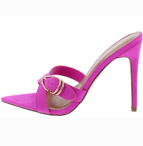 Anne Michelle Shoes - Anne Michelle Exception Pink Open‎ Toe Slip-On Heels